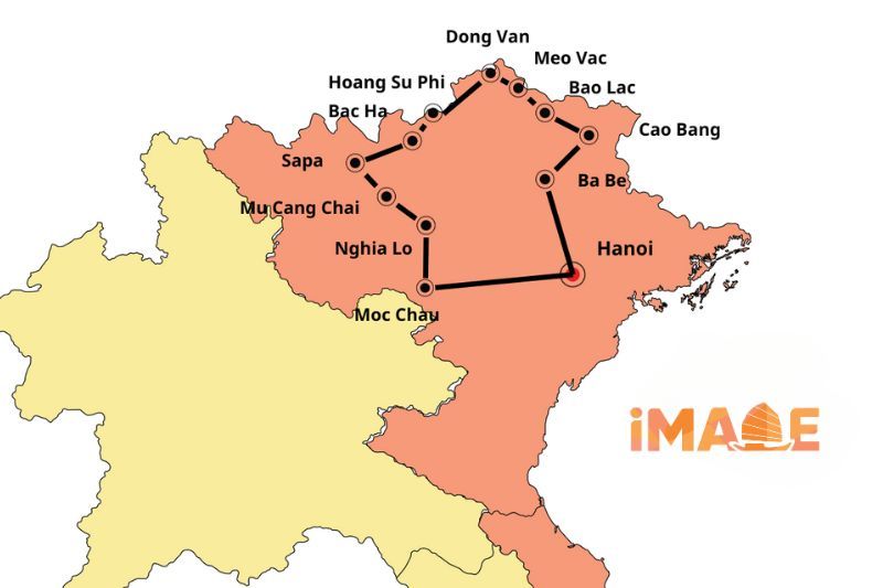 mappa della regione montuosa del nord