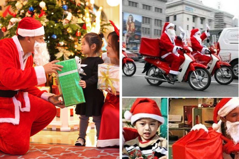 babbo natale regala un dono di natale a un bambino (fonte phunuvietnam; cafebiz.vn)