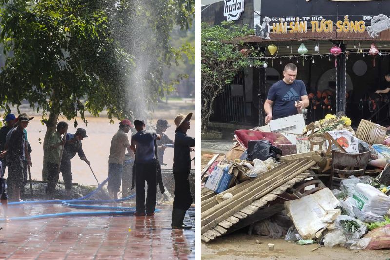 tutti partecipano alla pulizia dopo l’alluvione. (fonte thanhnien.vn)